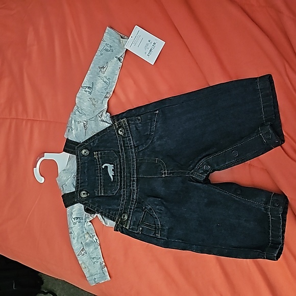 Carter's Other - NWT newborn Carter's Dino denim jean jumper with shirt